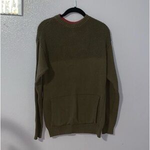 33 Degrees men’s large dark green cotton knit sweater